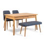 Hanah Home Juego de Mesa y Sillas con Banco Costa Atlantic-Navy Blue Pino Atlántico y Azul Marino Tablero Melamina Madera Lino 120x77x75cm Mesa